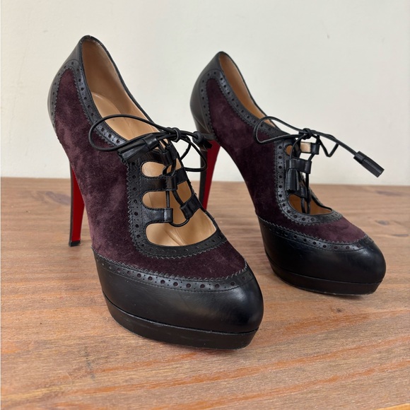 Christian Louboutin Mamimo platform Oxford Lace Up purple heeled booties 40 - Picture 5 of 10